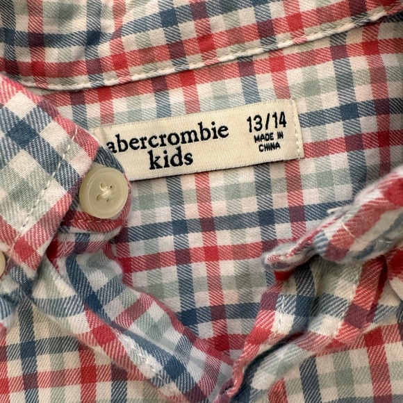 Abercrombie kids Boys Plaid Cotton Button Down Size -13/14 - Picture 2 of 3